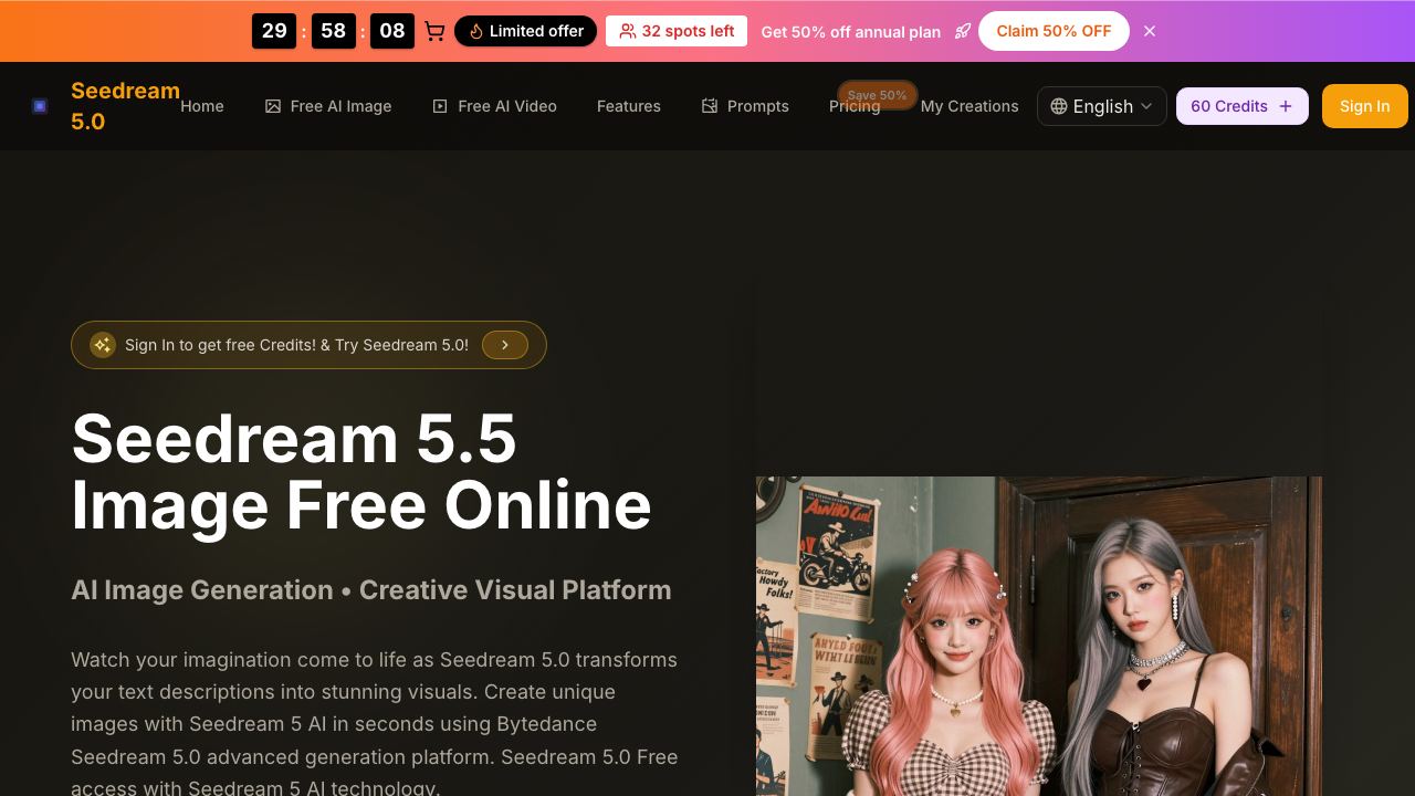 Seedream 5.0 website screenshot