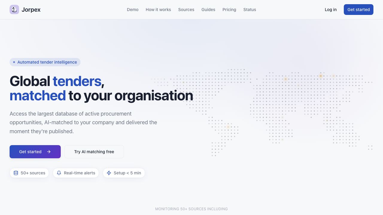 Jorpex - Tender Notifications in Slack 网站截图