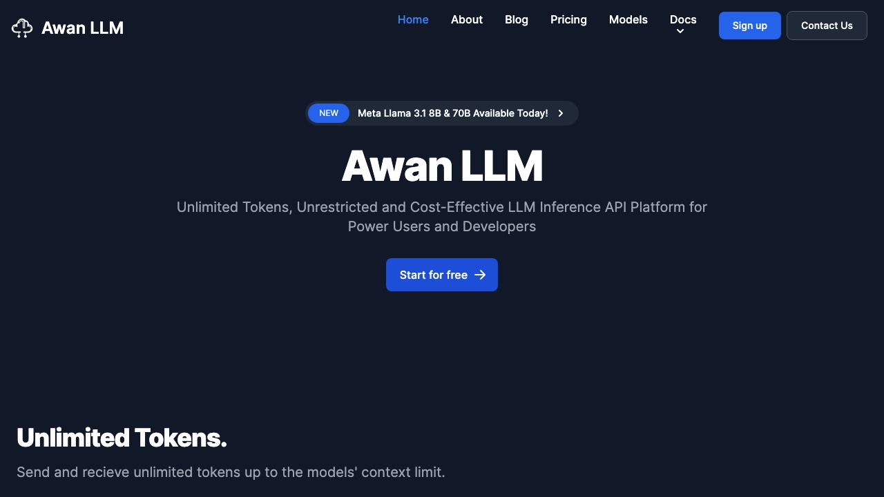 Awan LLM website screenshot