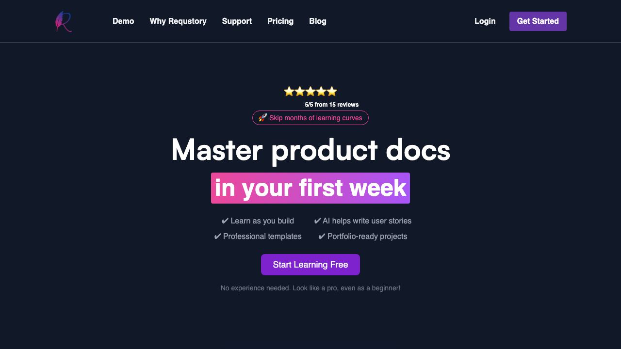 Requstory website screenshot