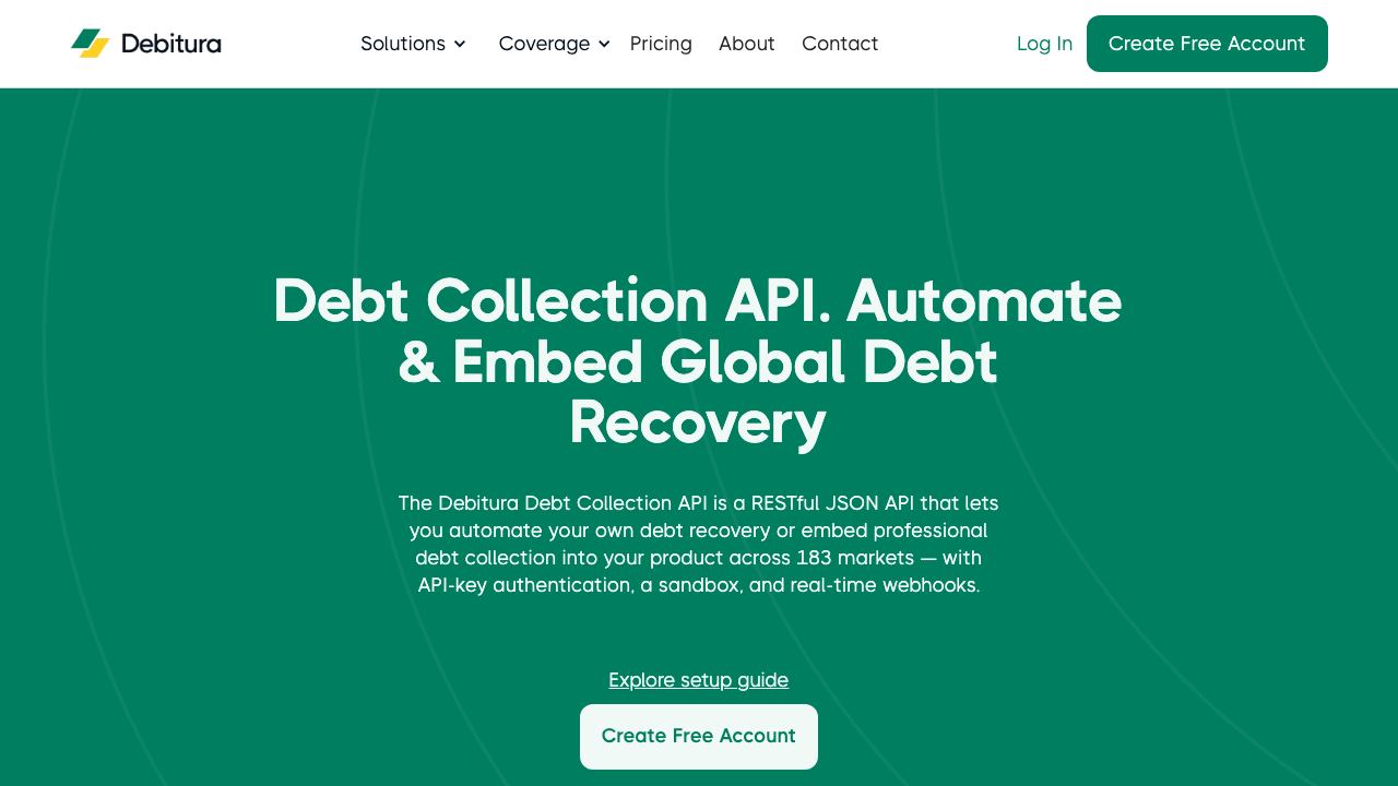Debitura Debt Collection API 网站截图