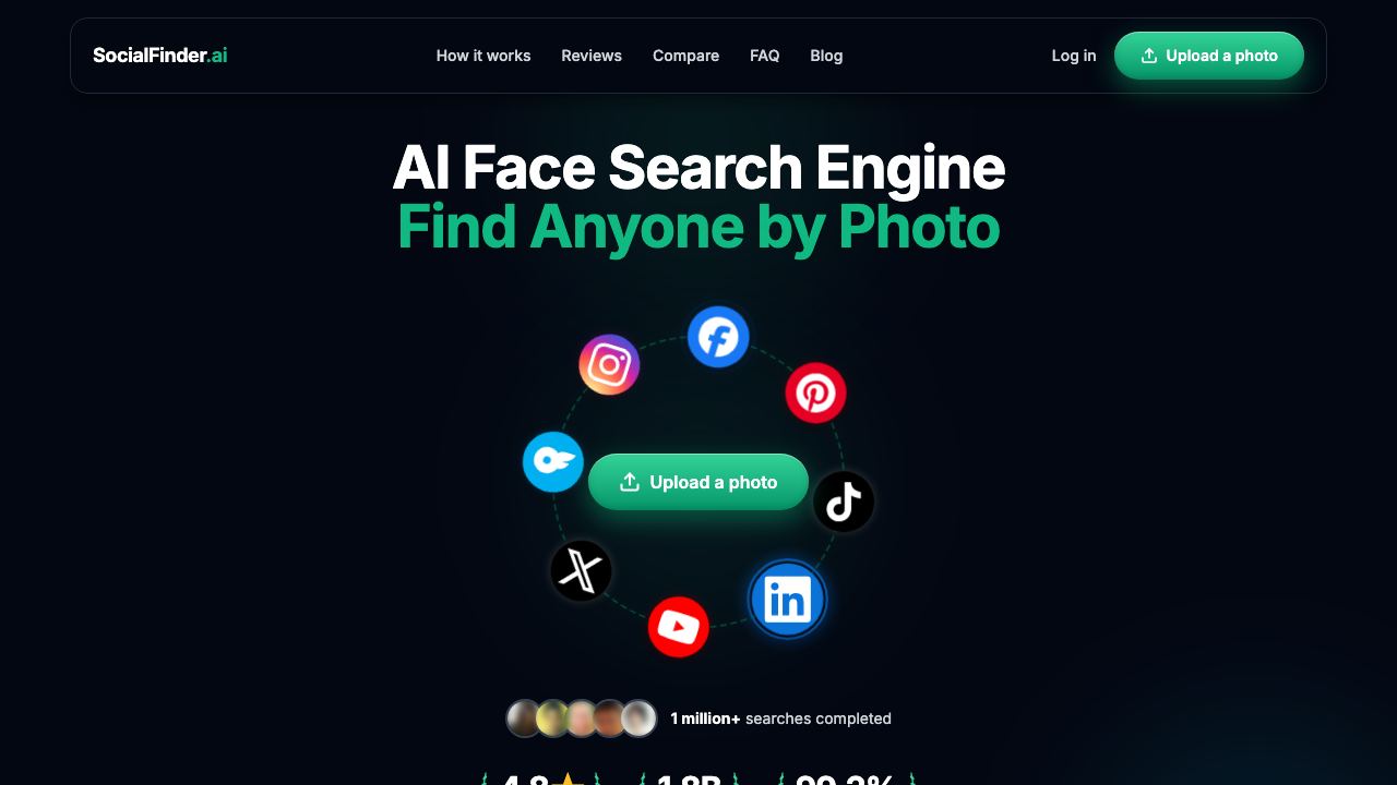 SocialFinder.ai 网站截图