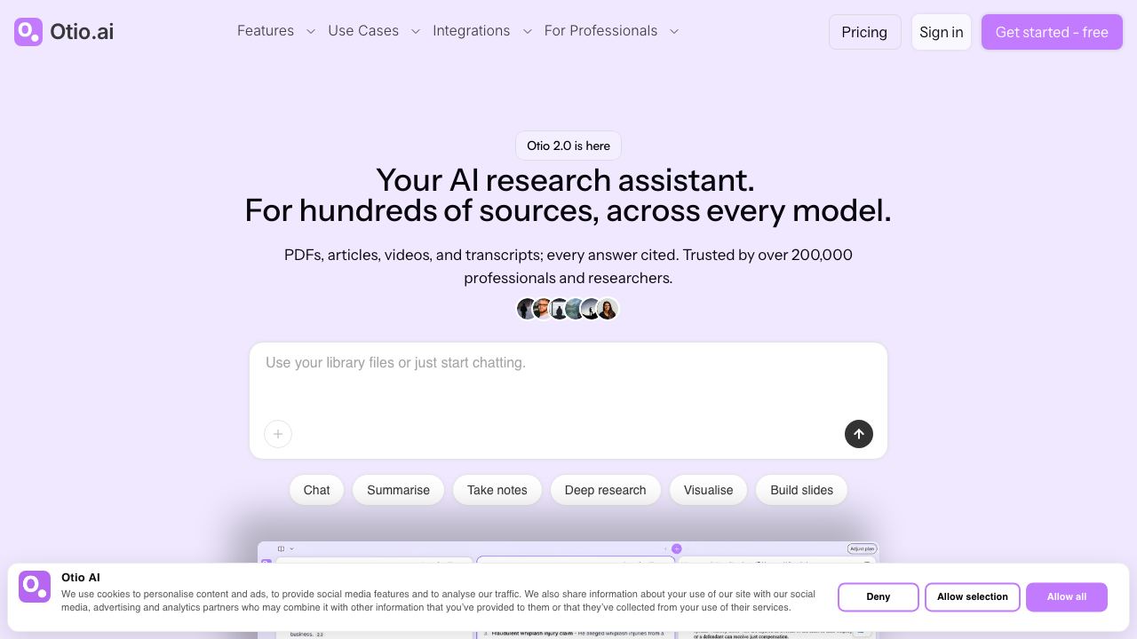 Otio AI 网站截图