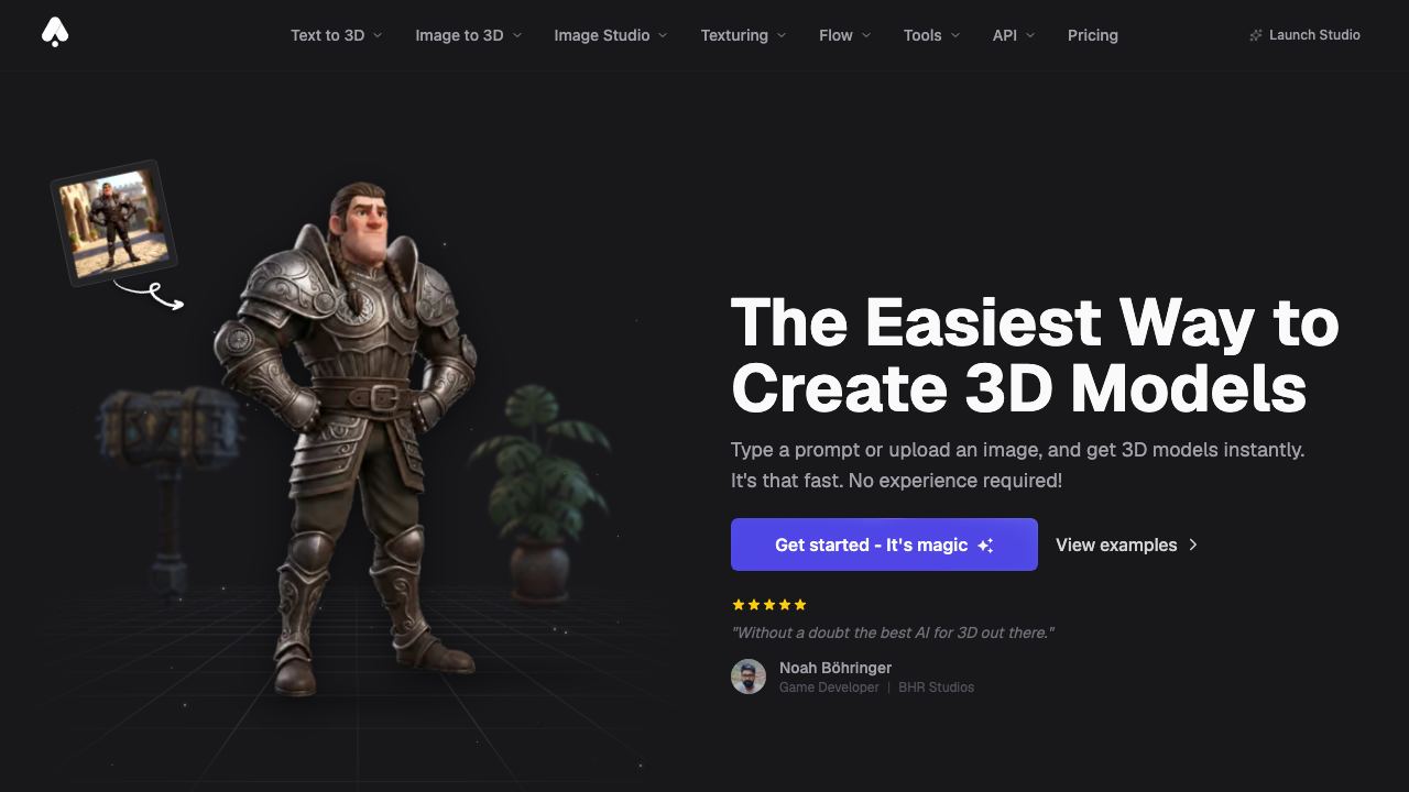 3D AI Studio 网站截图