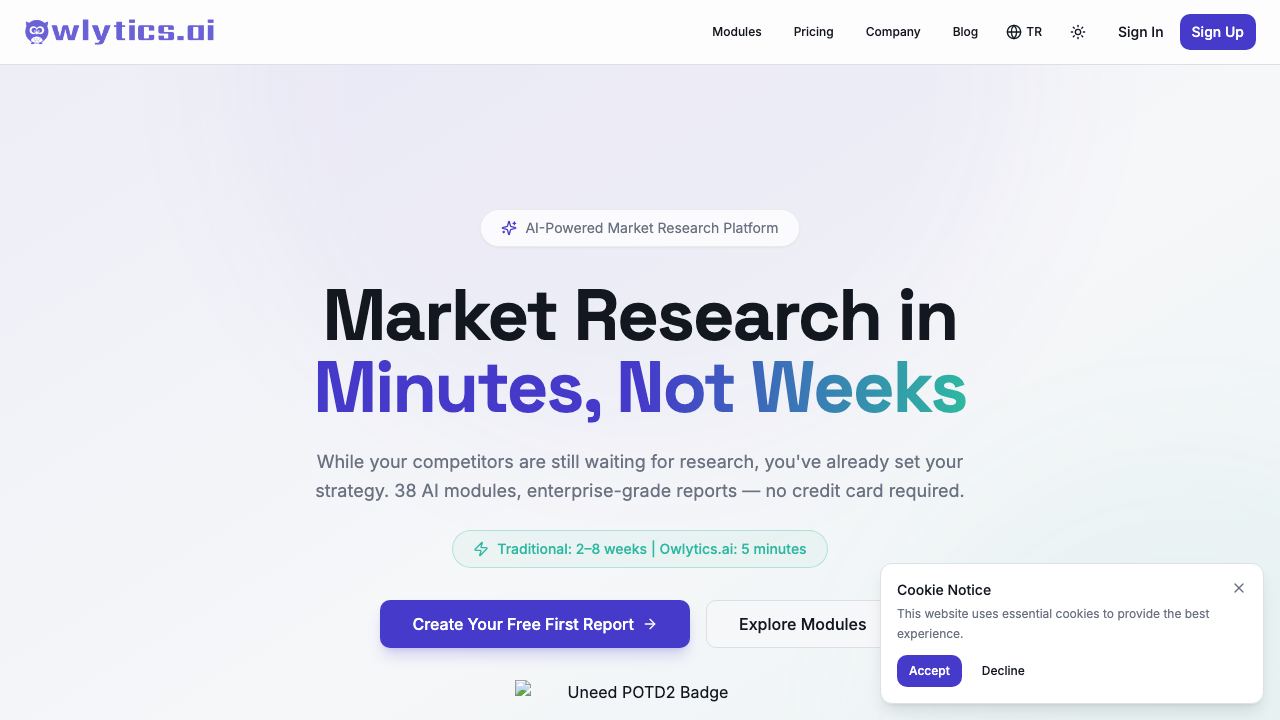 Owlytics.ai 网站截图