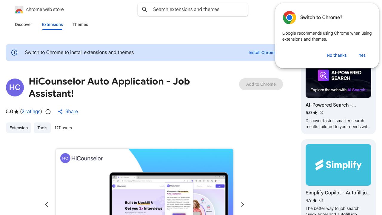 HiCounselor Auto Application - Job Assistant! 网站截图