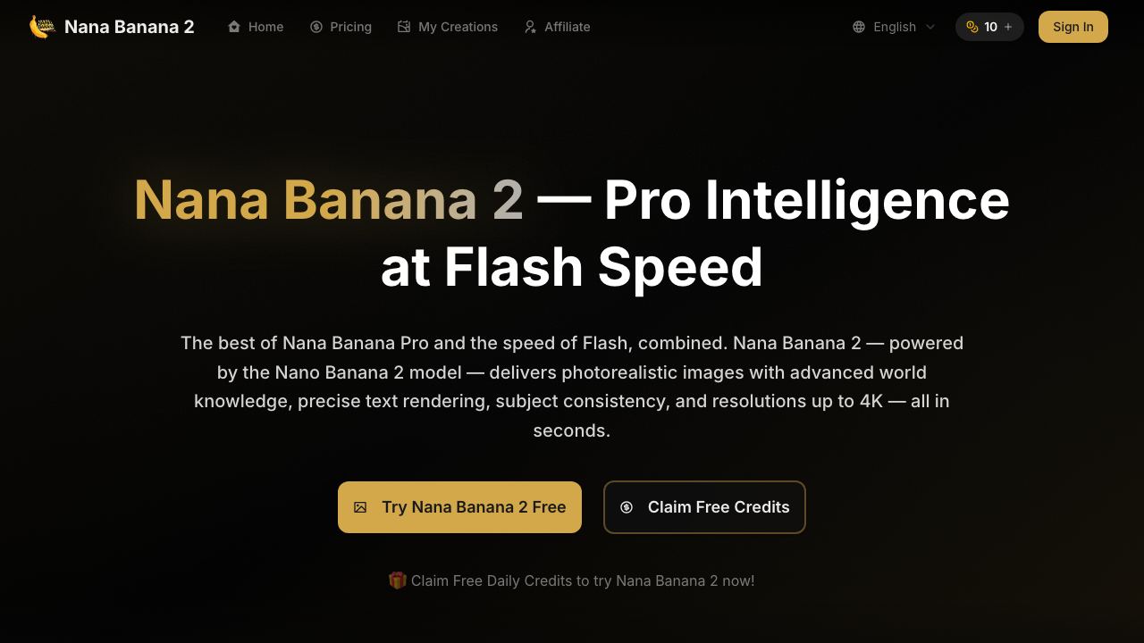 Nana Banana 2: Advanced AI Image Editor | NanaBanana2.ai website screenshot