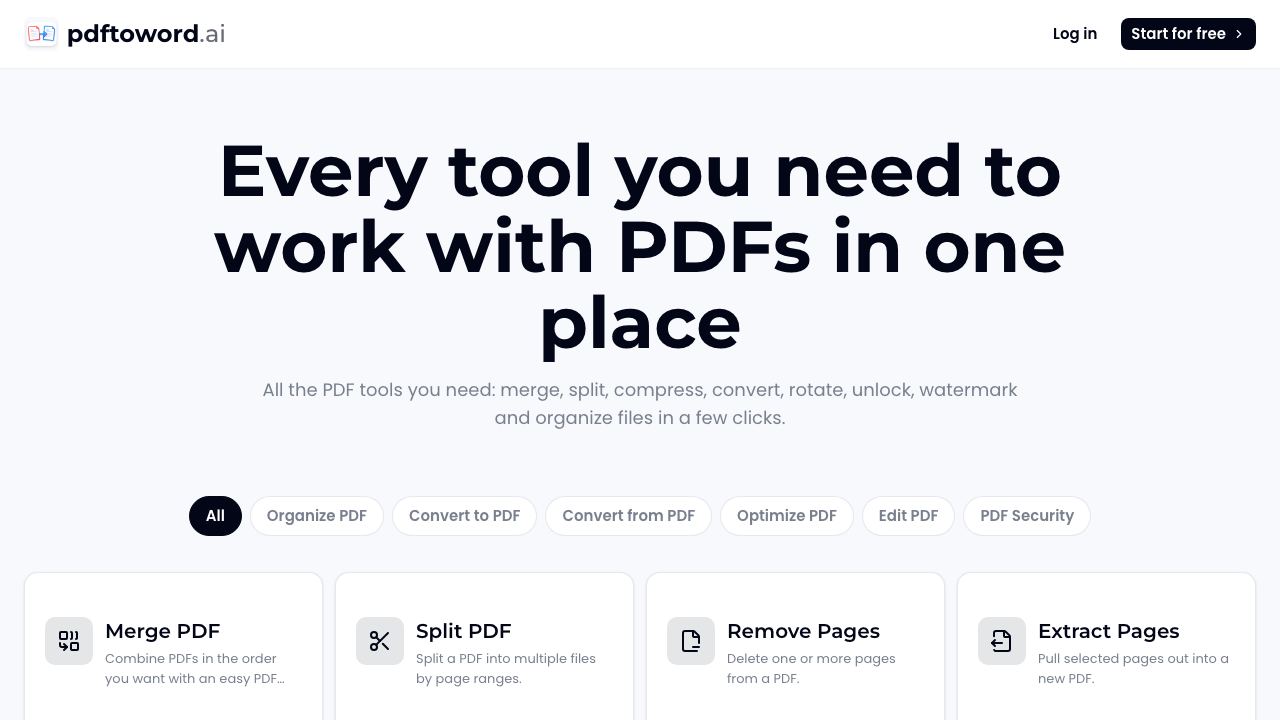 pdftoword.ai website screenshot