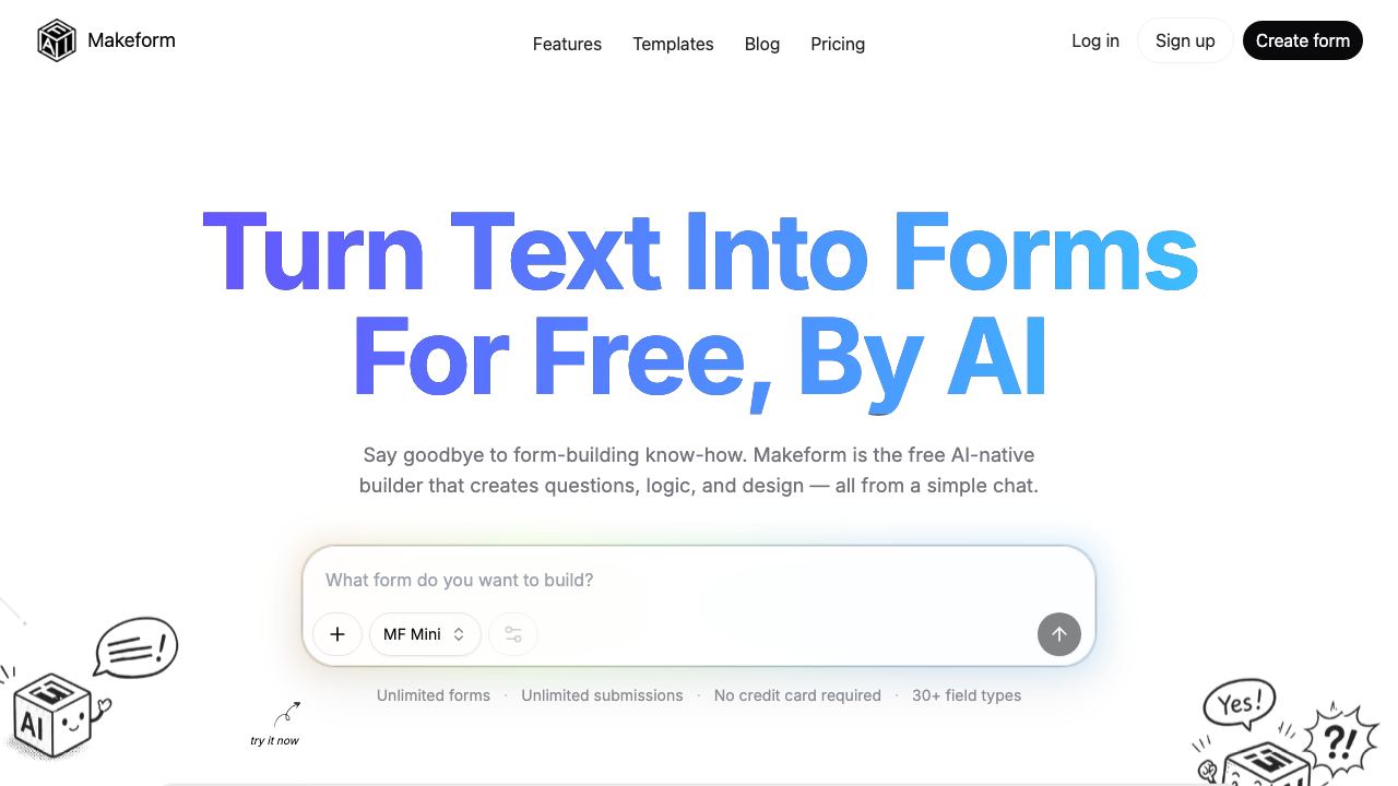 Makeform website screenshot
