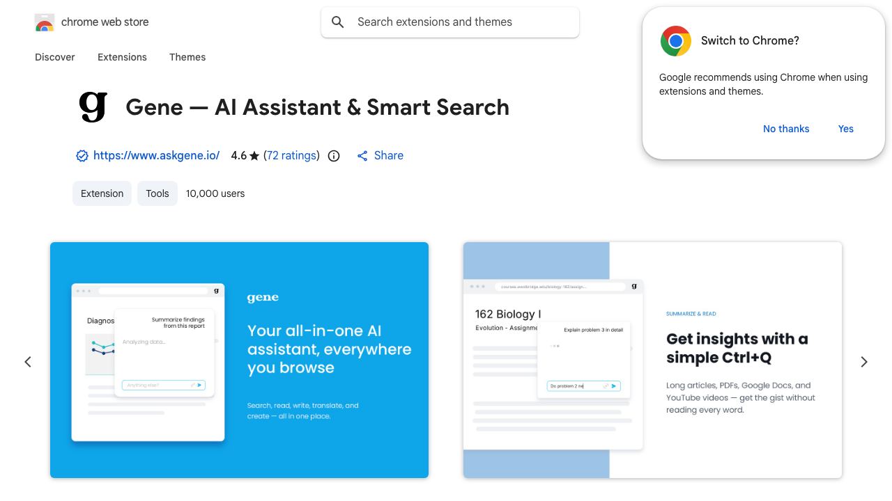 Ask Gene - AI Assistant 网站截图