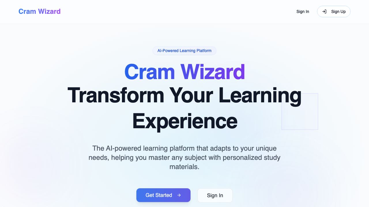 Cram Wizard website screenshot
