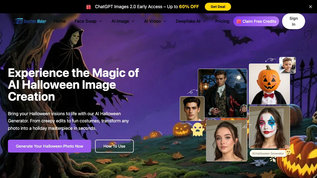 Deepfake Maker AI Halloween 网站截图