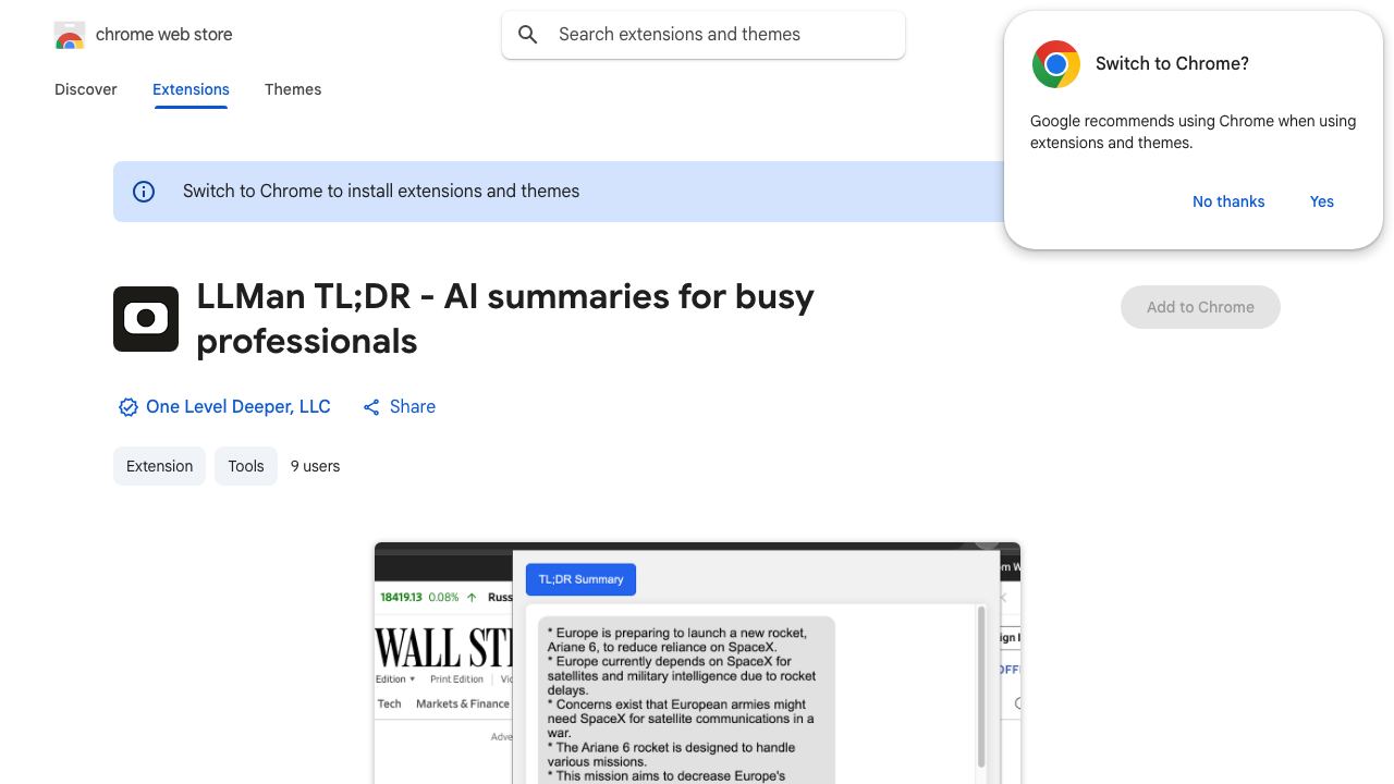 LLMan TL;DR - AI summaries for busy professionals website screenshot