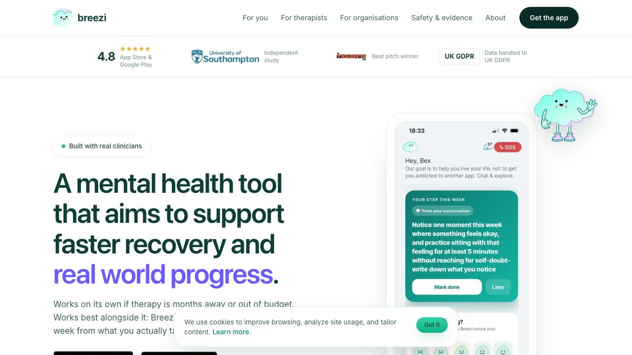 Mental health app that plans your week! website screenshot