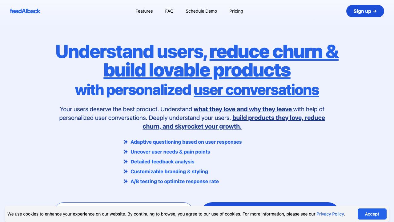 Feed-ai-back:AI driven customer feedback 网站截图