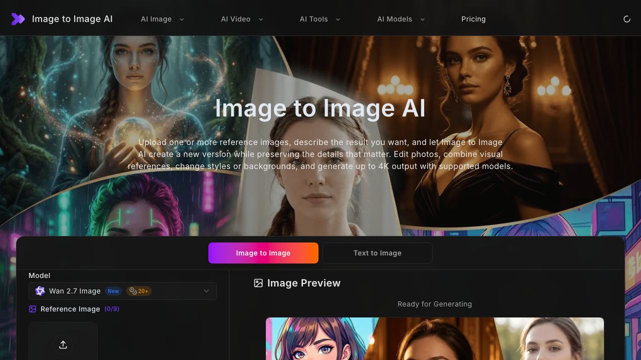 Image to Image AI- website screenshot