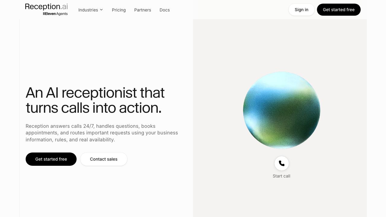 Reception.ai website screenshot
