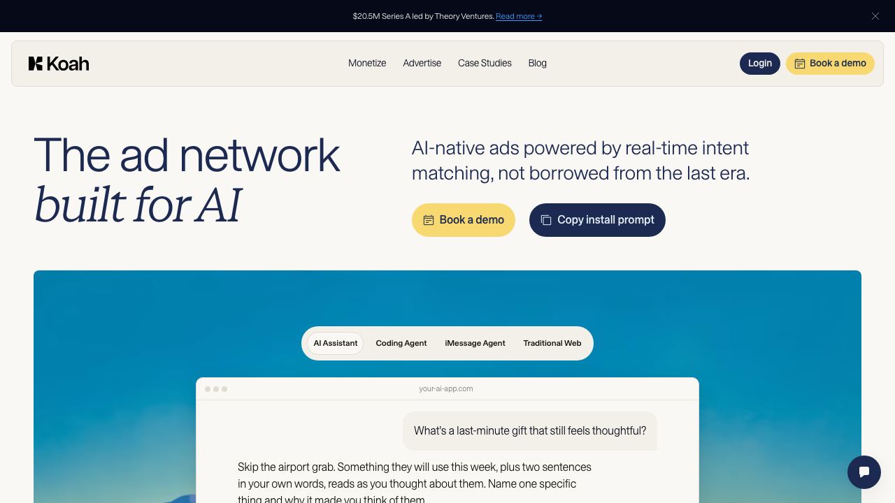 Koah website screenshot