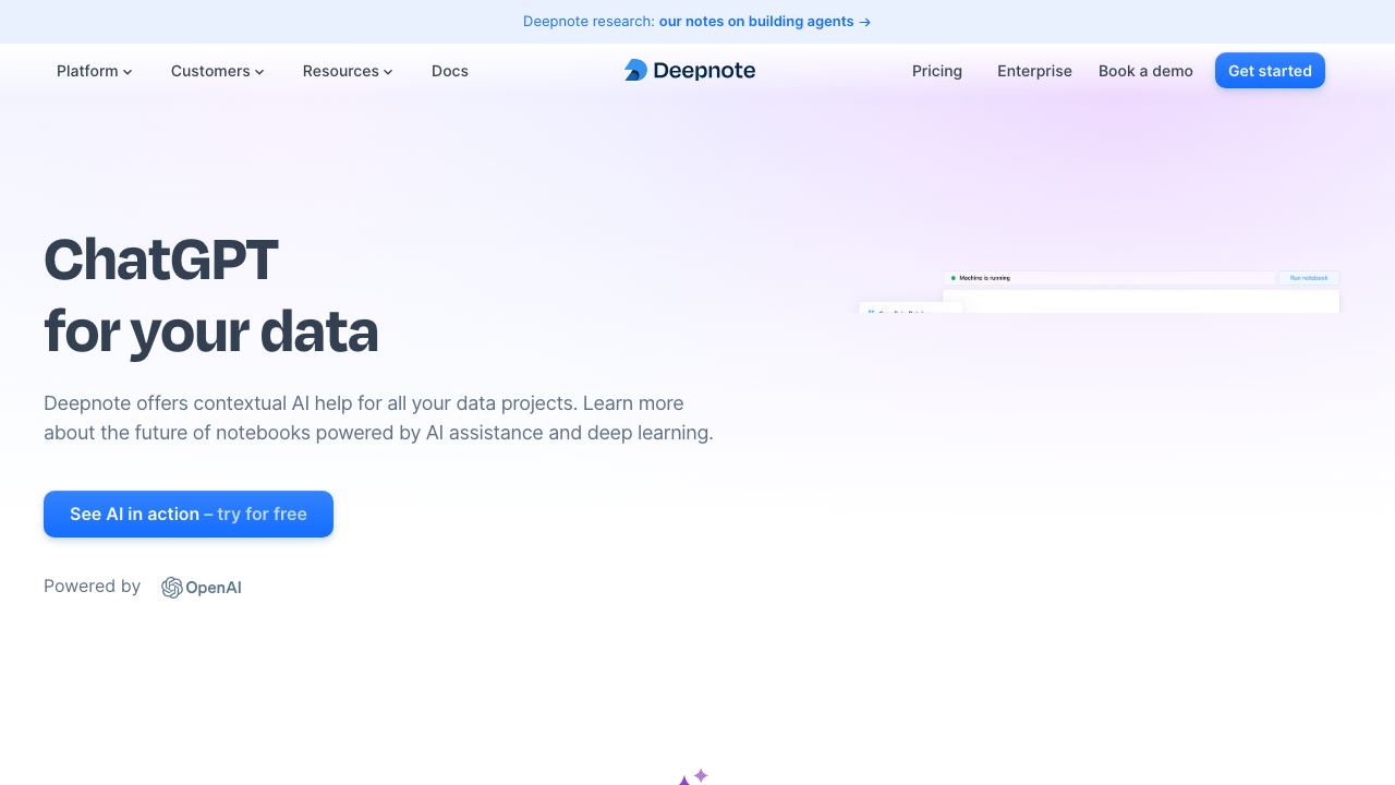 Deepnote AI 网站截图