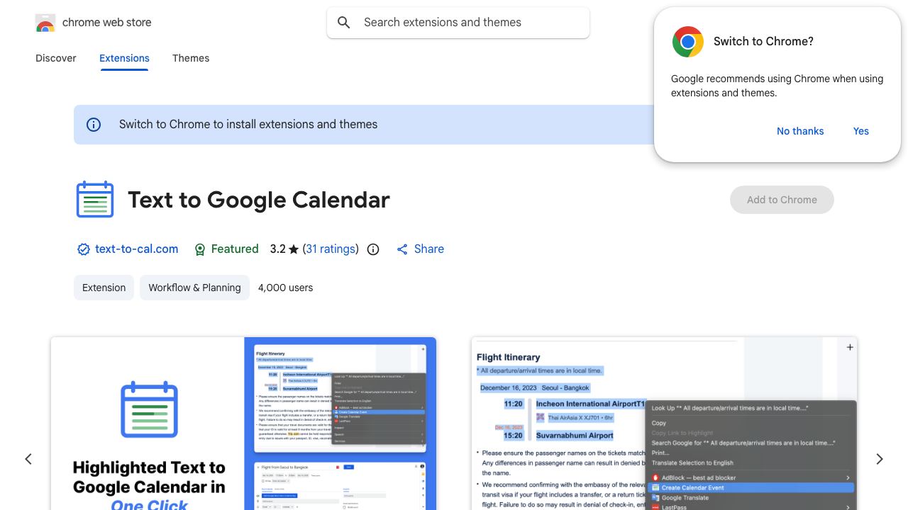 Text to Google Calendar 网站截图