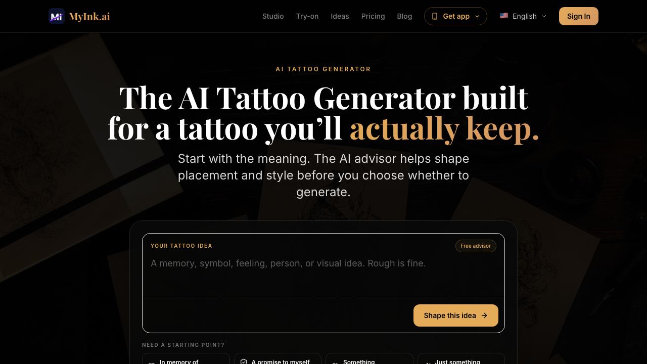 myink ai website screenshot