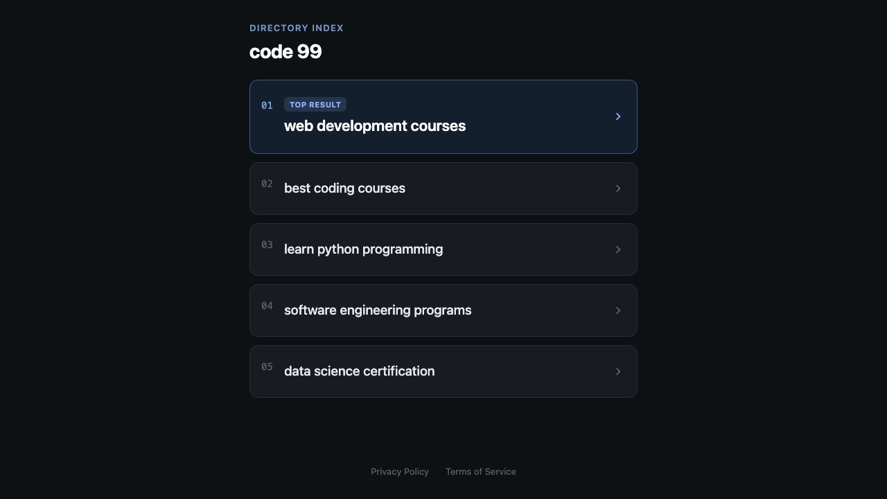 Code99 website screenshot