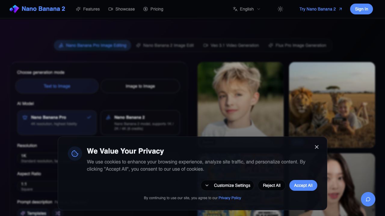 Nano Banana Pro 网站截图
