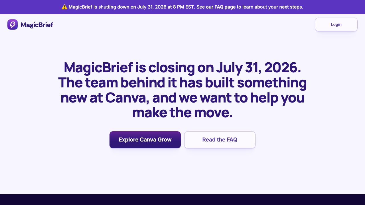 MagicBrief website screenshot