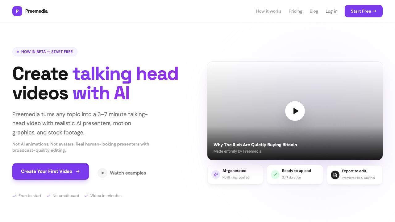Preemedia - AI UGC Ads 网站截图