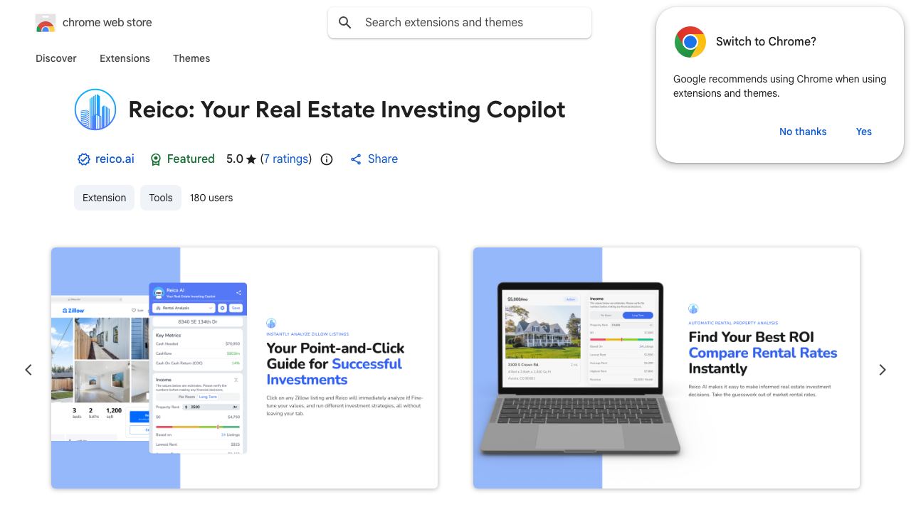 Reico: Your Real Estate Investing Copilot website screenshot