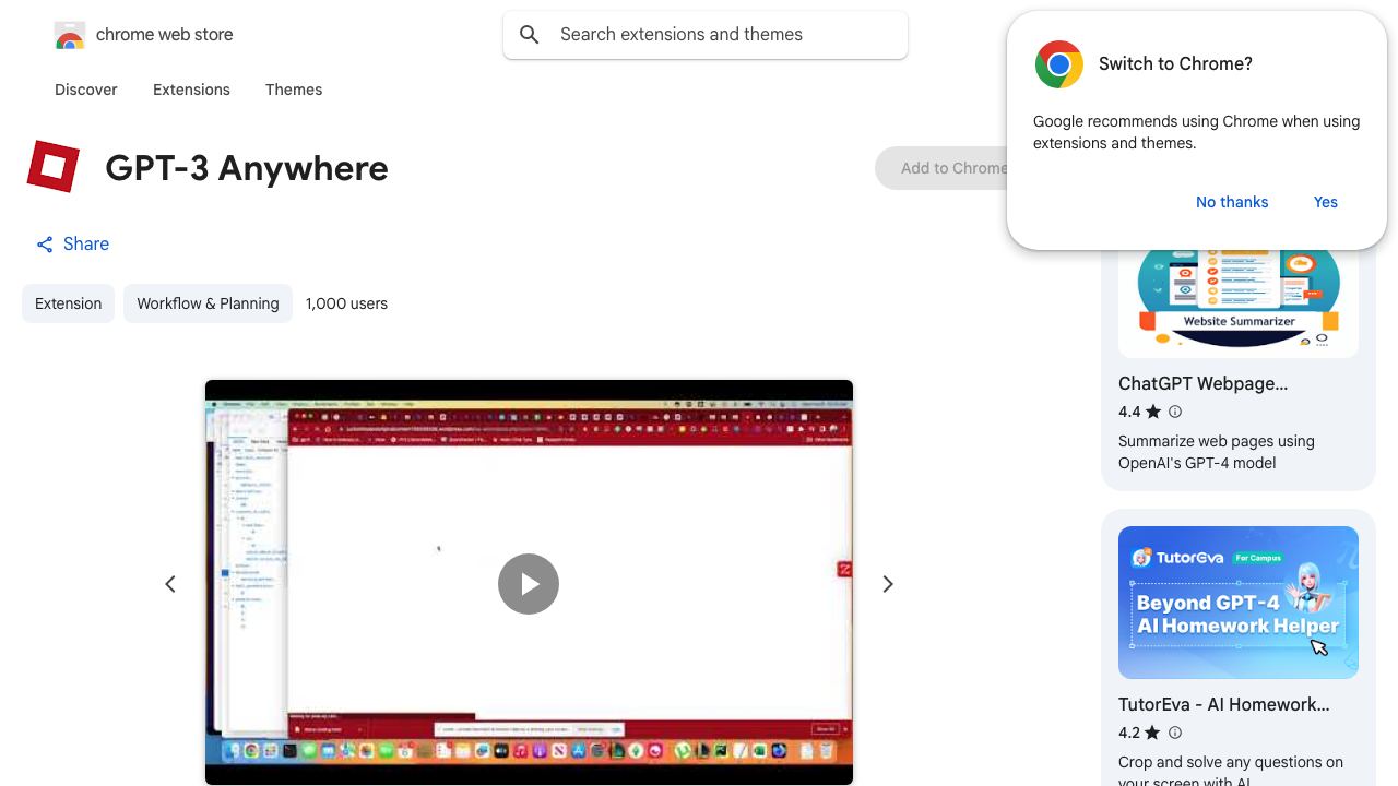 GPT-3 Anywhere 网站截图