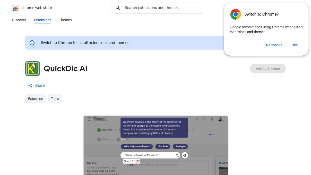 QuickDic AI website screenshot