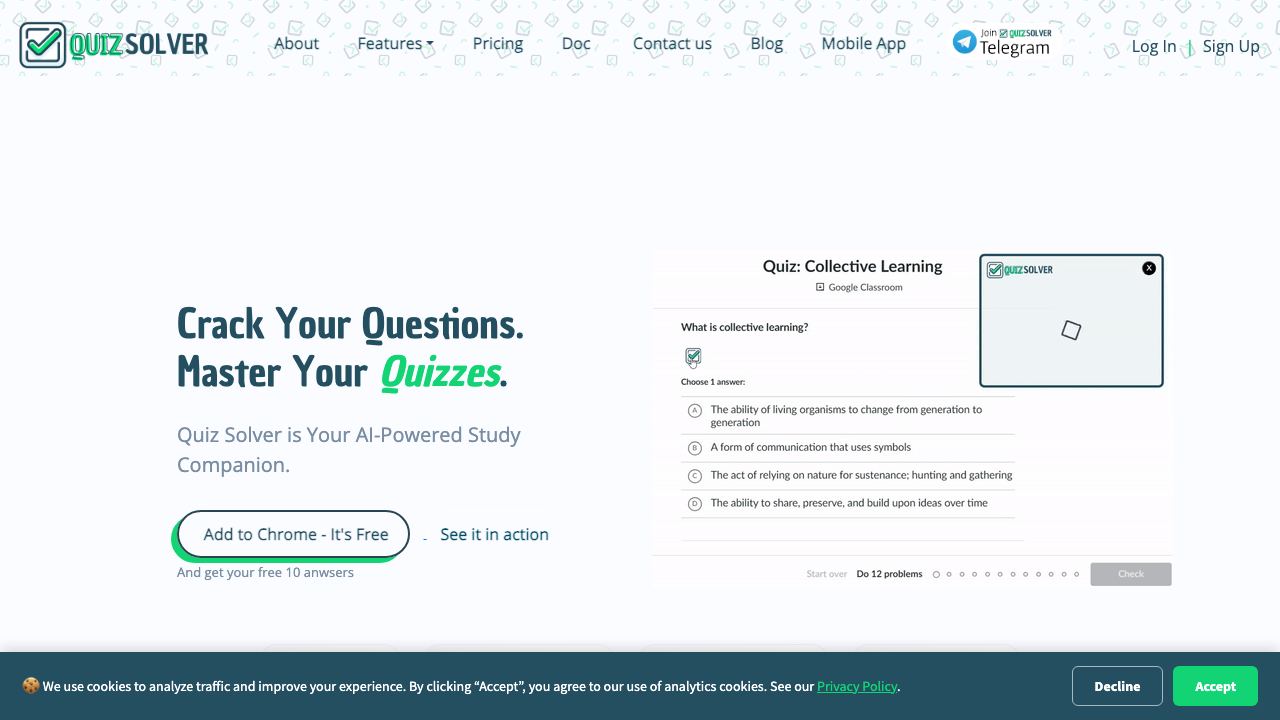 Quiz Solver AI website screenshot