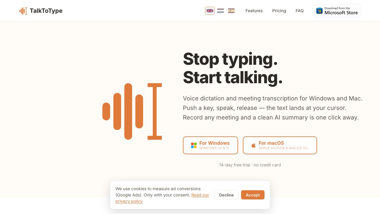 Talk to Type 网站截图