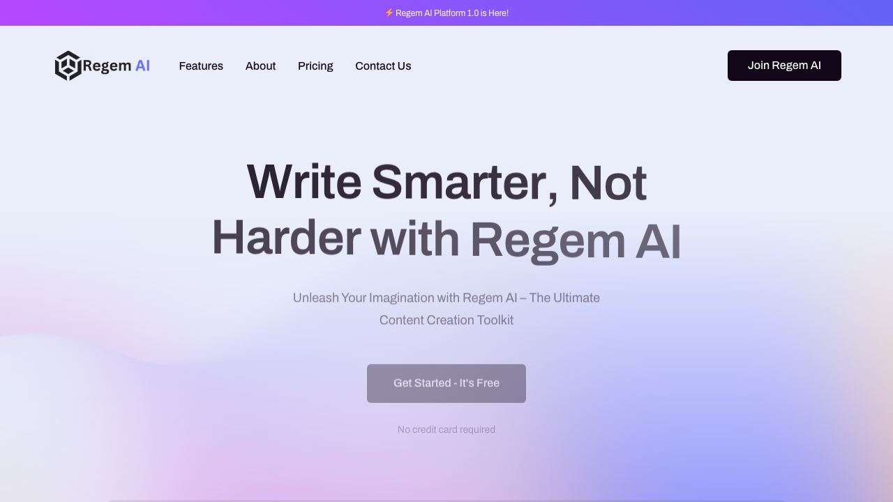 Regem AI Platform website screenshot