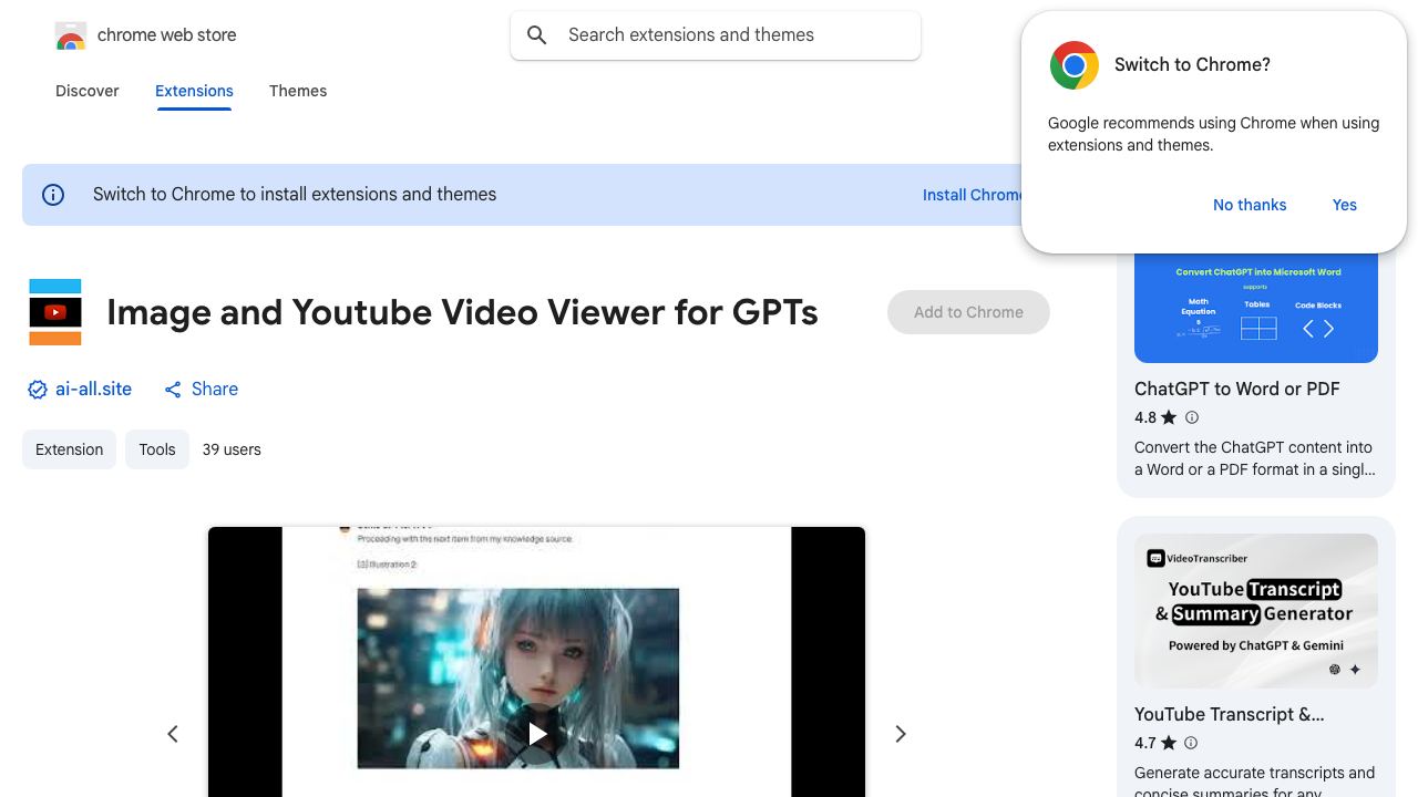 Image and Youtube Video Viewer for GPTs website screenshot