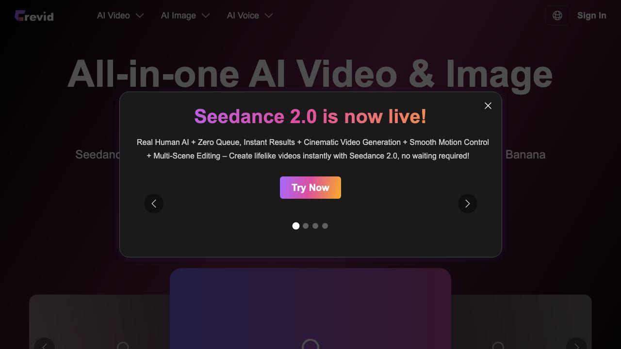 Crevid AI 网站截图