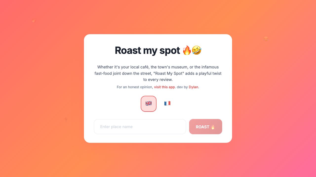 Roast My Spot website screenshot