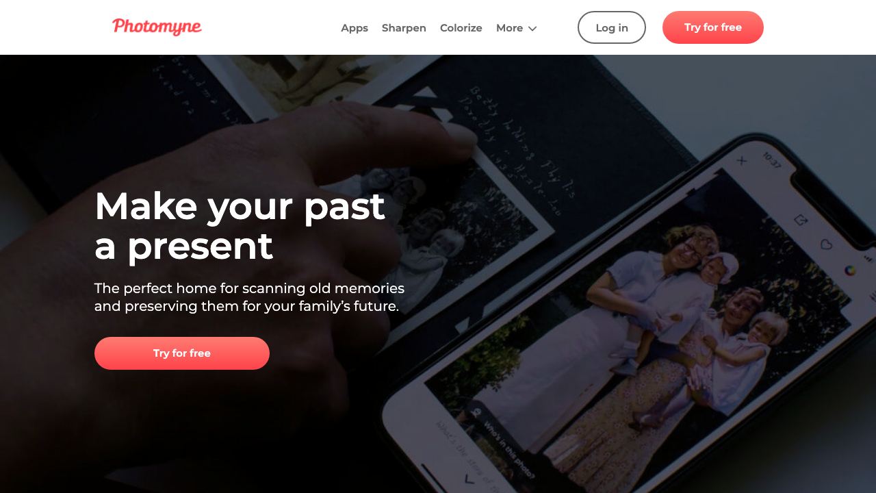 Photomyne 网站截图