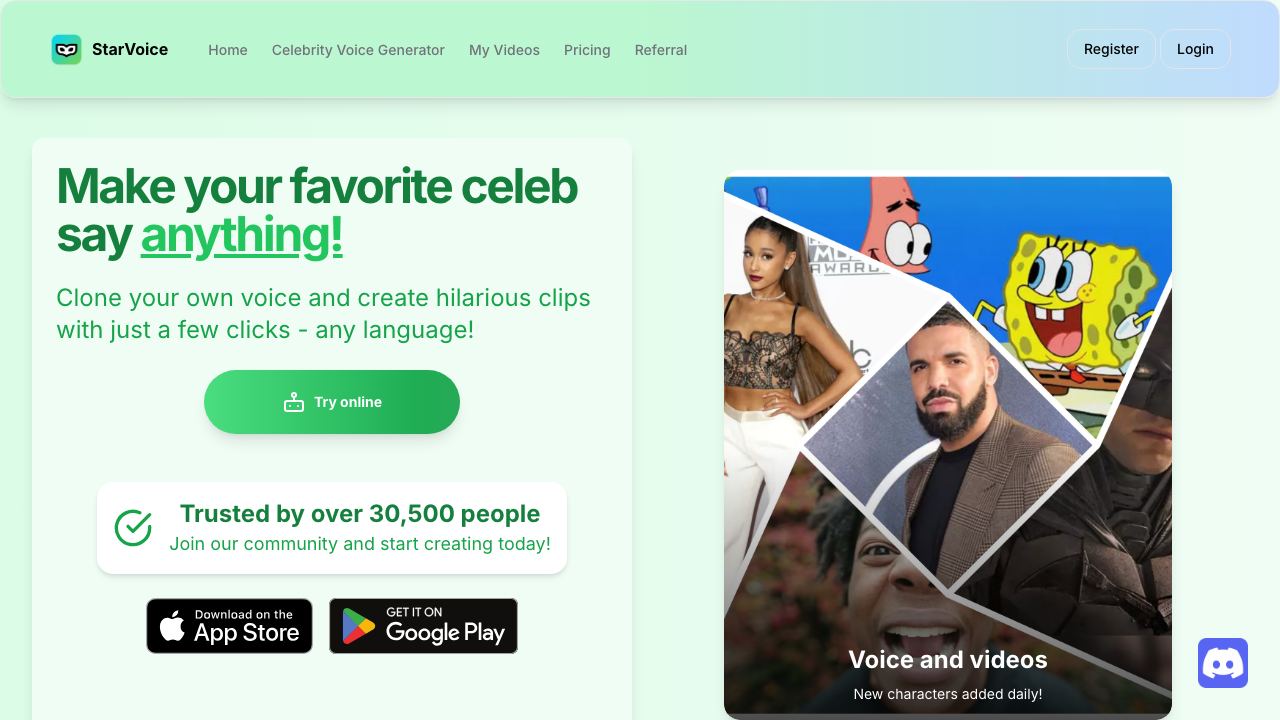 StarVoiceAi website screenshot