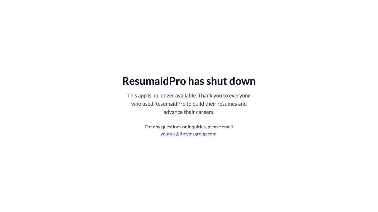 ResumaidPro website screenshot