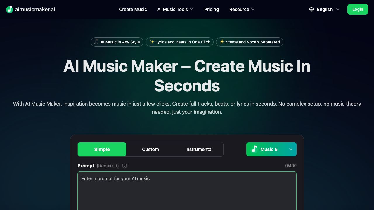 aimusicmaker 网站截图