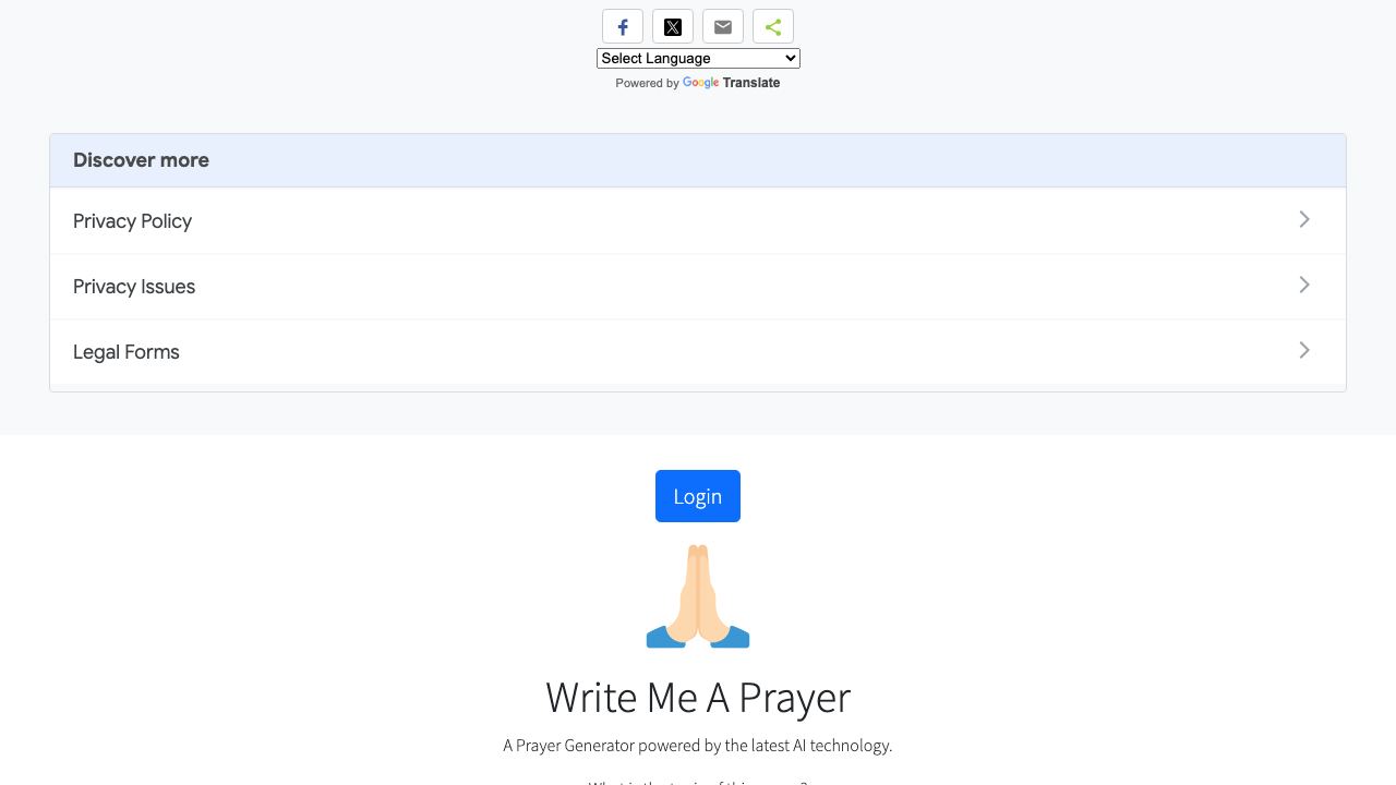 Write Me A Prayer - AI Prayer Generator 网站截图