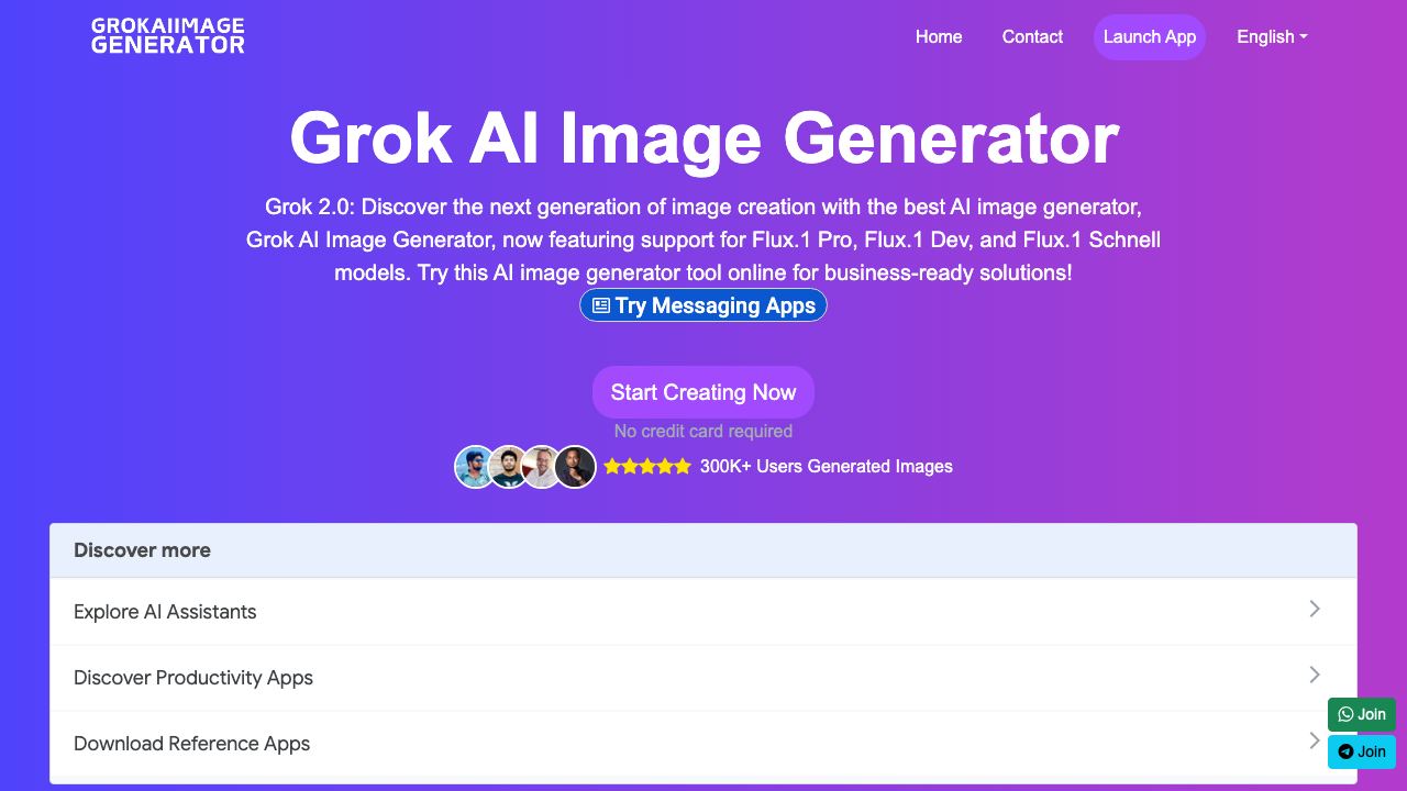 Grok AI Image Generator 2.0 网站截图