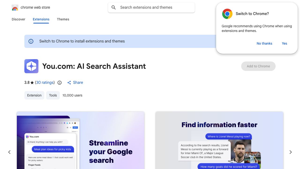 You.com: AI Search Assistant website screenshot
