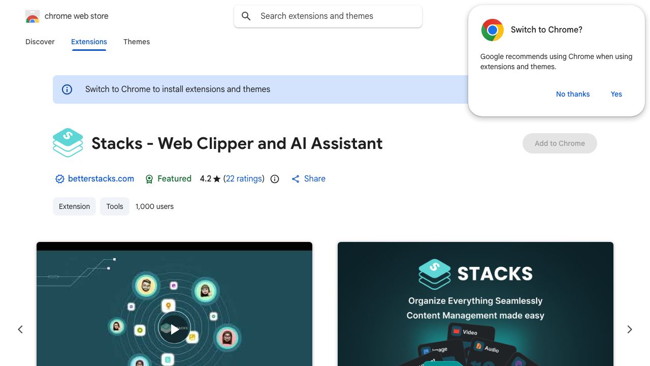 Save and search with Stacks 网站截图