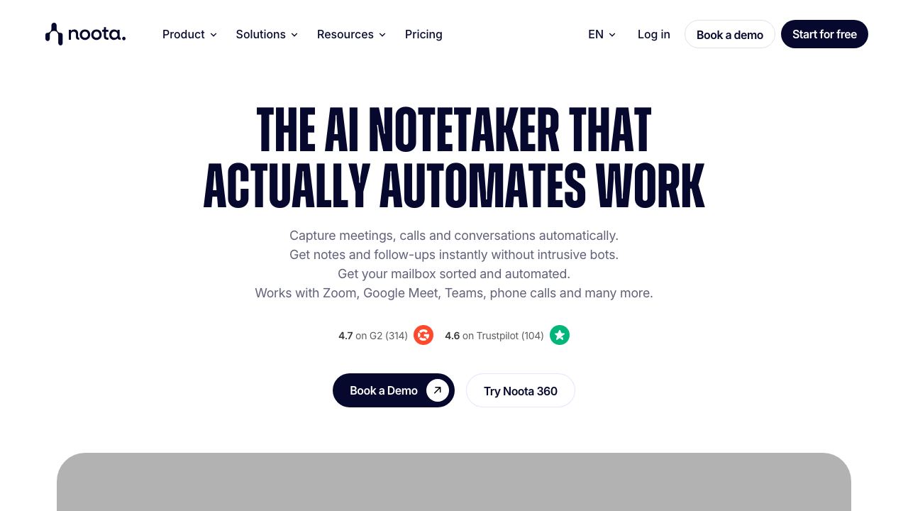 Noota website screenshot