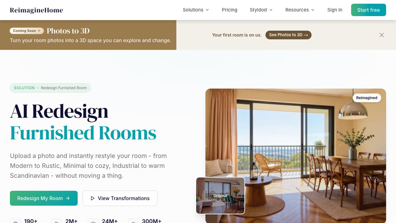 AI Interior Designer By REimagineHome website screenshot
