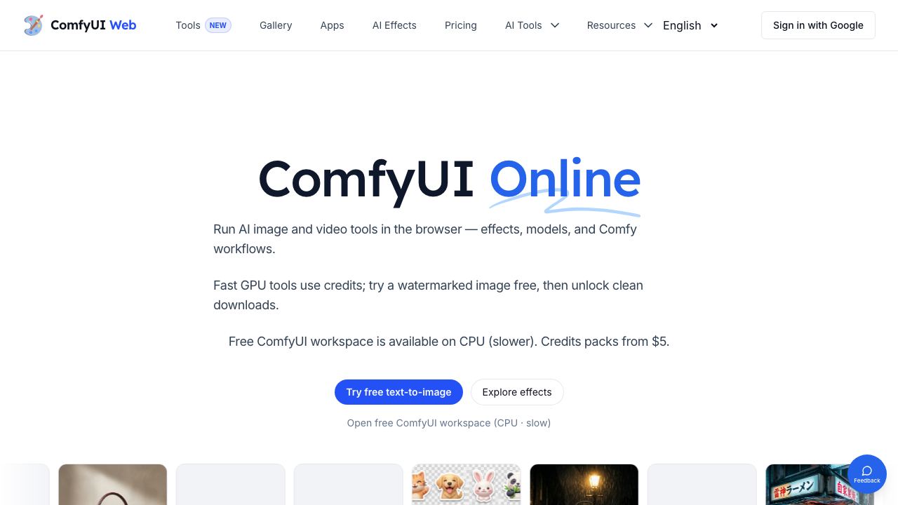 ComfyUI Web 网站截图