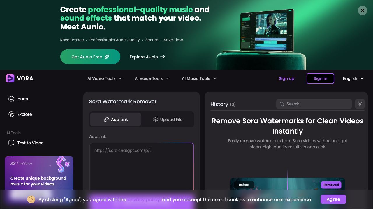 Sora Watermark Remover by Fineshare 网站截图